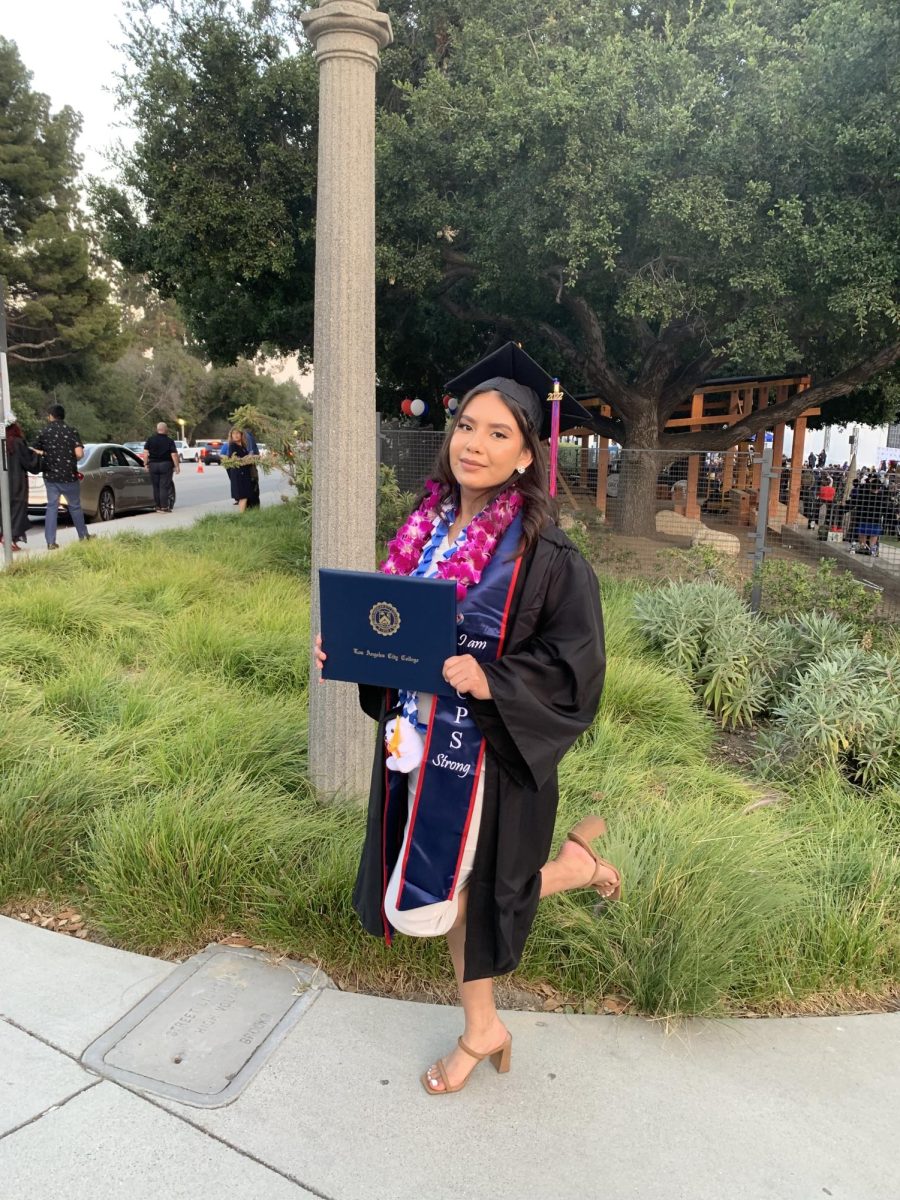 This photo was taken on June 7, 2022 at The Greek Theatre. Ingrid Ramirez graduated from LACC and received her ADT.