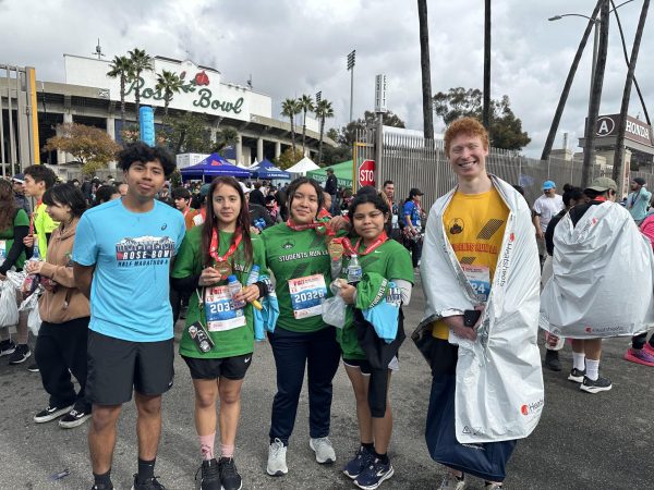 Jazmin Mercado and her teammates after running Students Run Los Angeles, SRLA. 